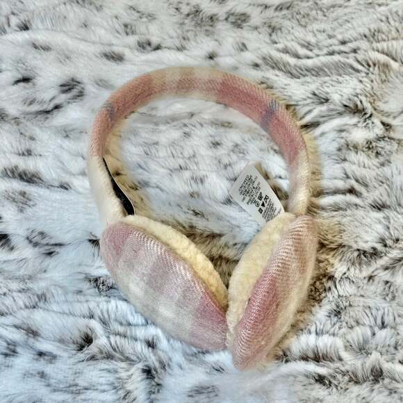 BURBERRY Light Pink Check Cashmere Earmuffs - one size - Picture 7 of 7